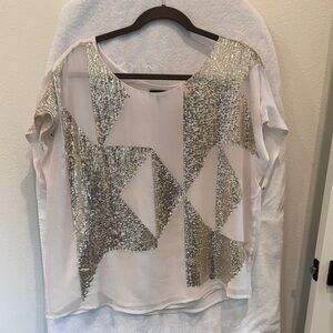 Vince Camuto Silver Sequin Blouse
